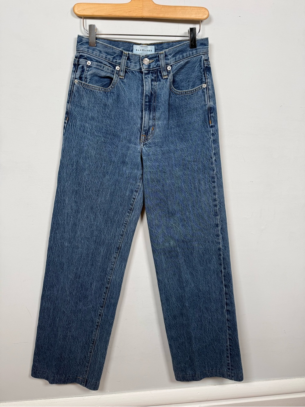 SLVRLAKE Grace Long High Rise Wide Leg Jeans Forbidden Love 25 Great Condition